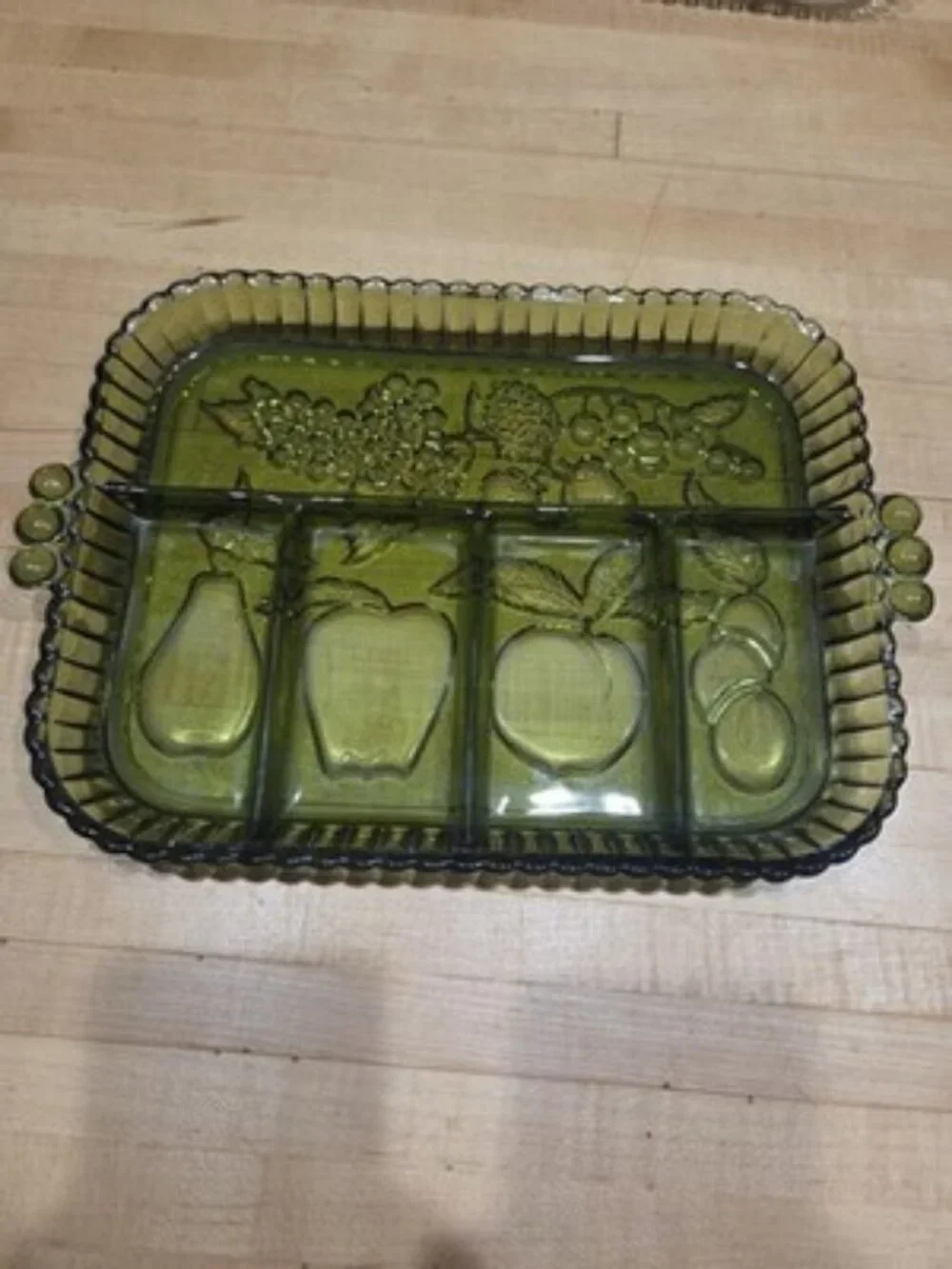 Pair of Vintage Indiana Glass Divided Relish Trays 12